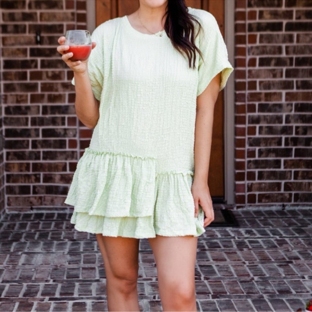 Free People Beach MARNI ASYMMETRICAL RUFFLE TUNIC IN KEY LARGO Size Small